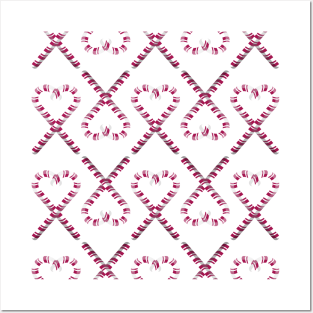 Christmas Candy Cane Pattern Posters and Art